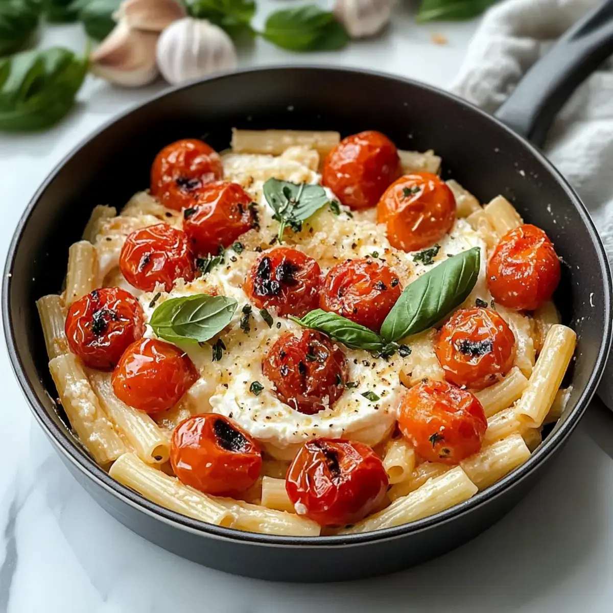 Geröstete Tomaten und Knoblauch Ricotta Pasta