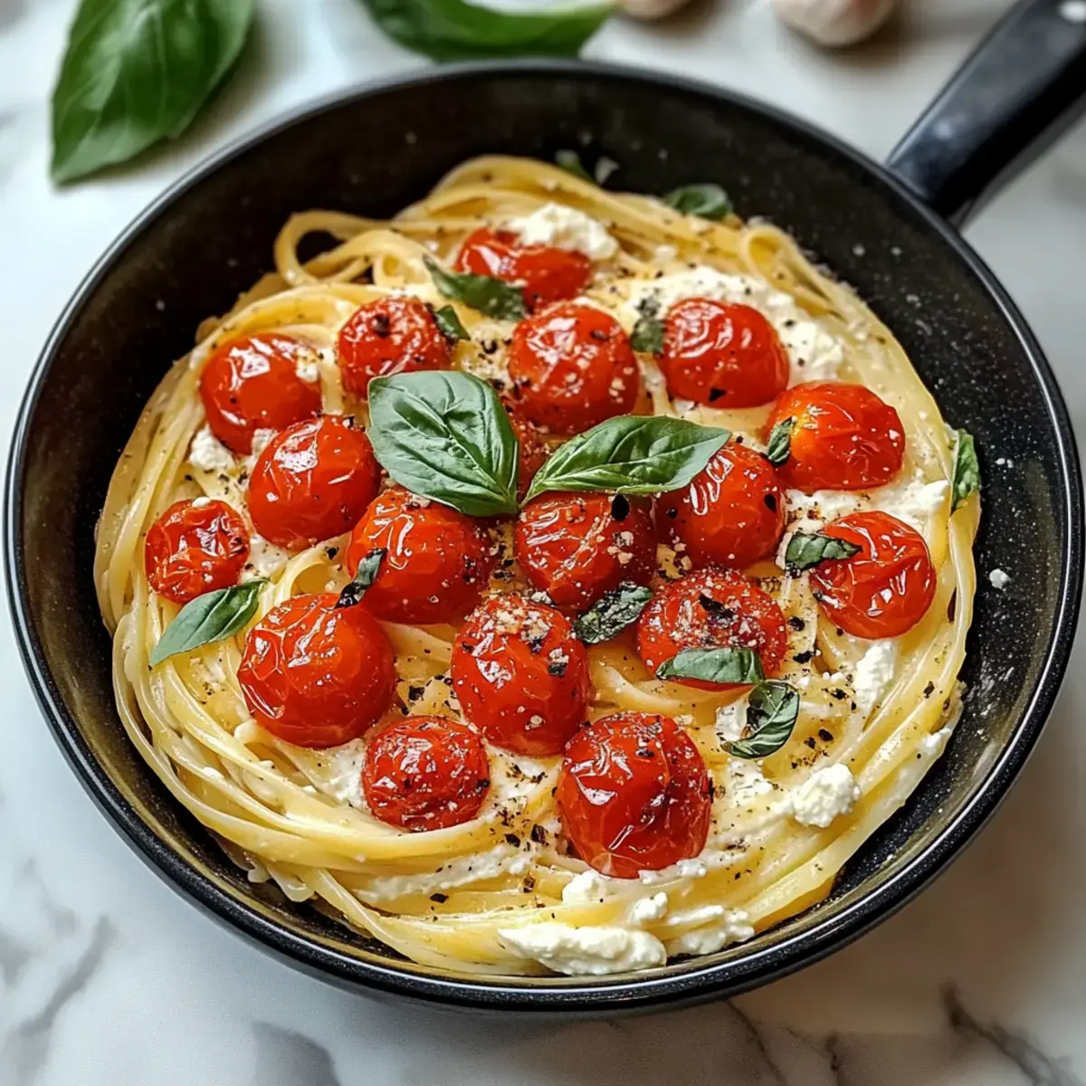 Geröstete Tomaten und Knoblauch Ricotta Pasta