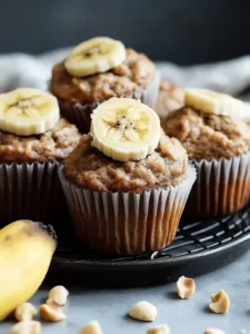 Gesunde Erdnussbutter Bananen Muffins für schnelles Naschen