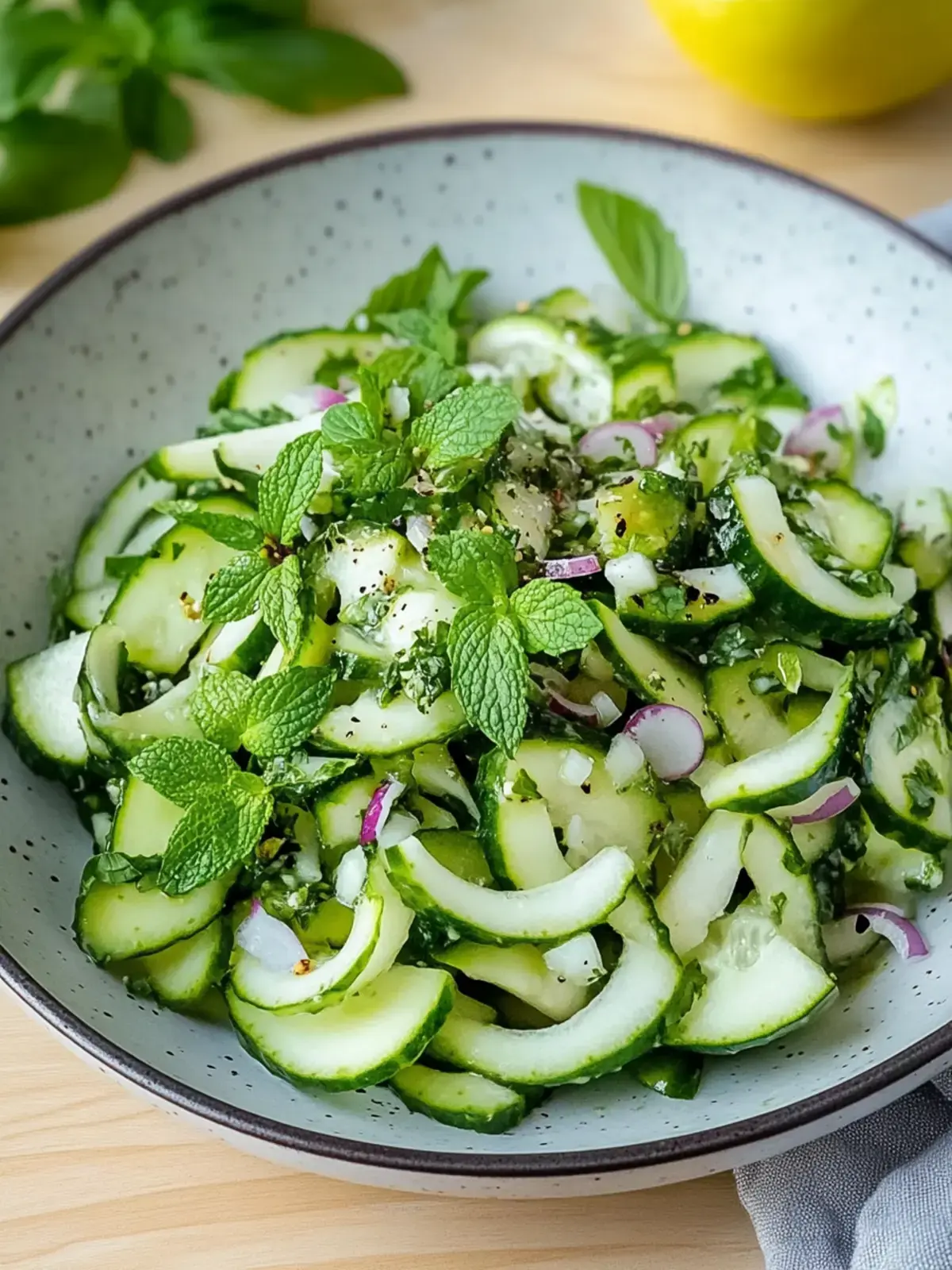 Gesunder Gurken- und Minzsalat