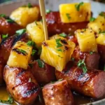 Glasierte Kielbasa Ananas Häppchen