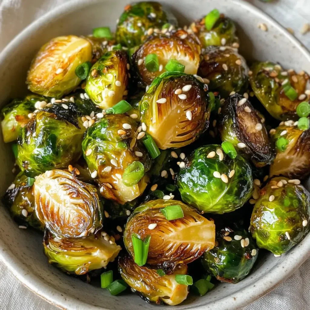 Glasierte Rosenkohl Ingwer Knoblauch