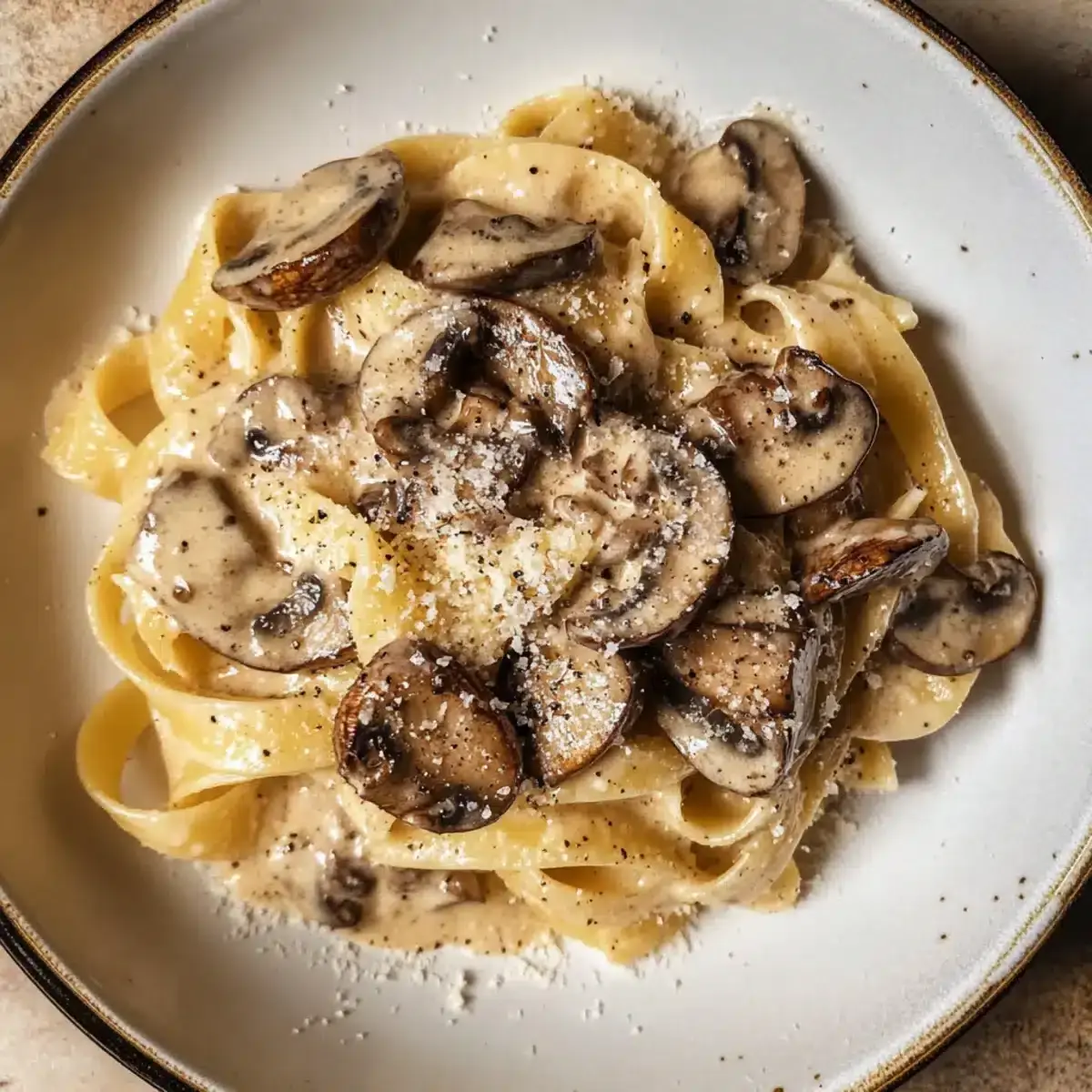Gorgonzola Tryffelcremesauce mit Pilzen