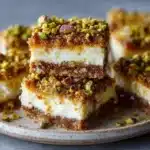 Greek Honey Pistachio Cheesecake Bars
