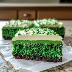 Grüne Samt Brownies mit cremigem Frosting