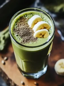 Grüner Matcha-Smoothie mit Banane für den Energieschub