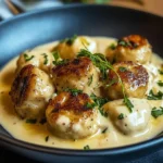 Hackbyllchen in cremiger Sauce mit Kartoffelpyree