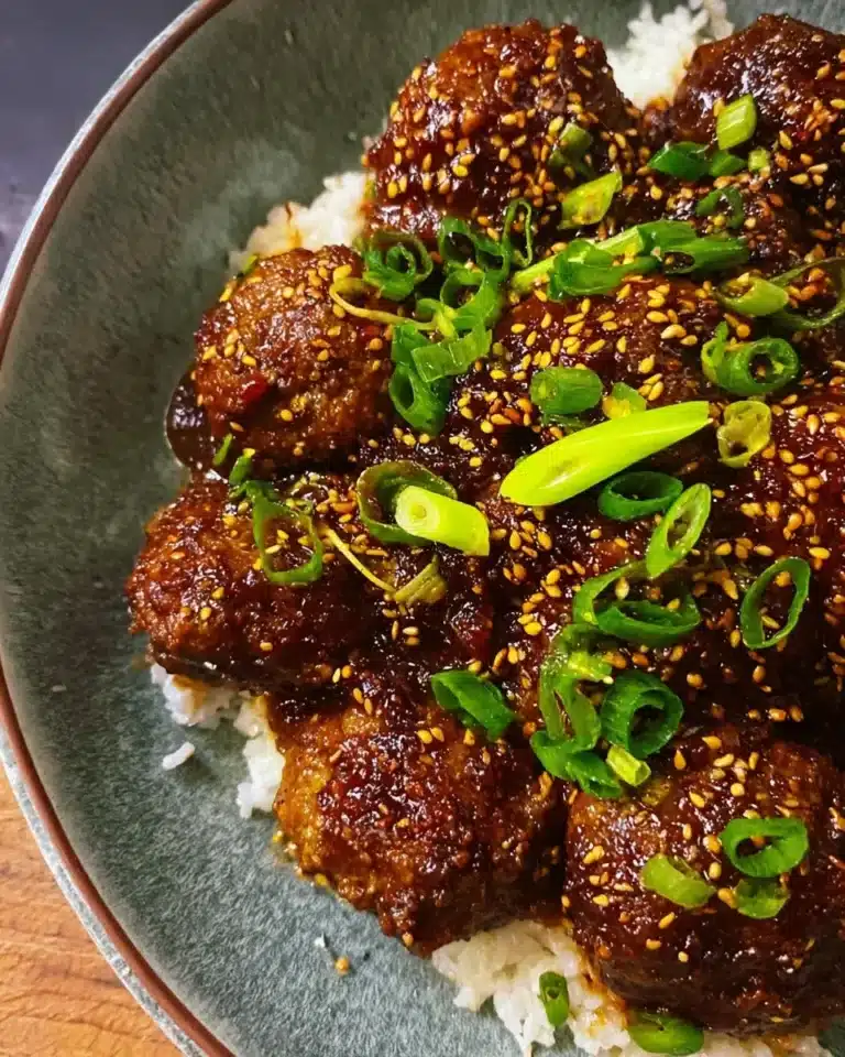 Hackfleischbällchen Sesam Teriyaki Sauce einfaches Rezept