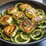 Halloumi mit Zucchini Pesto Nudeln