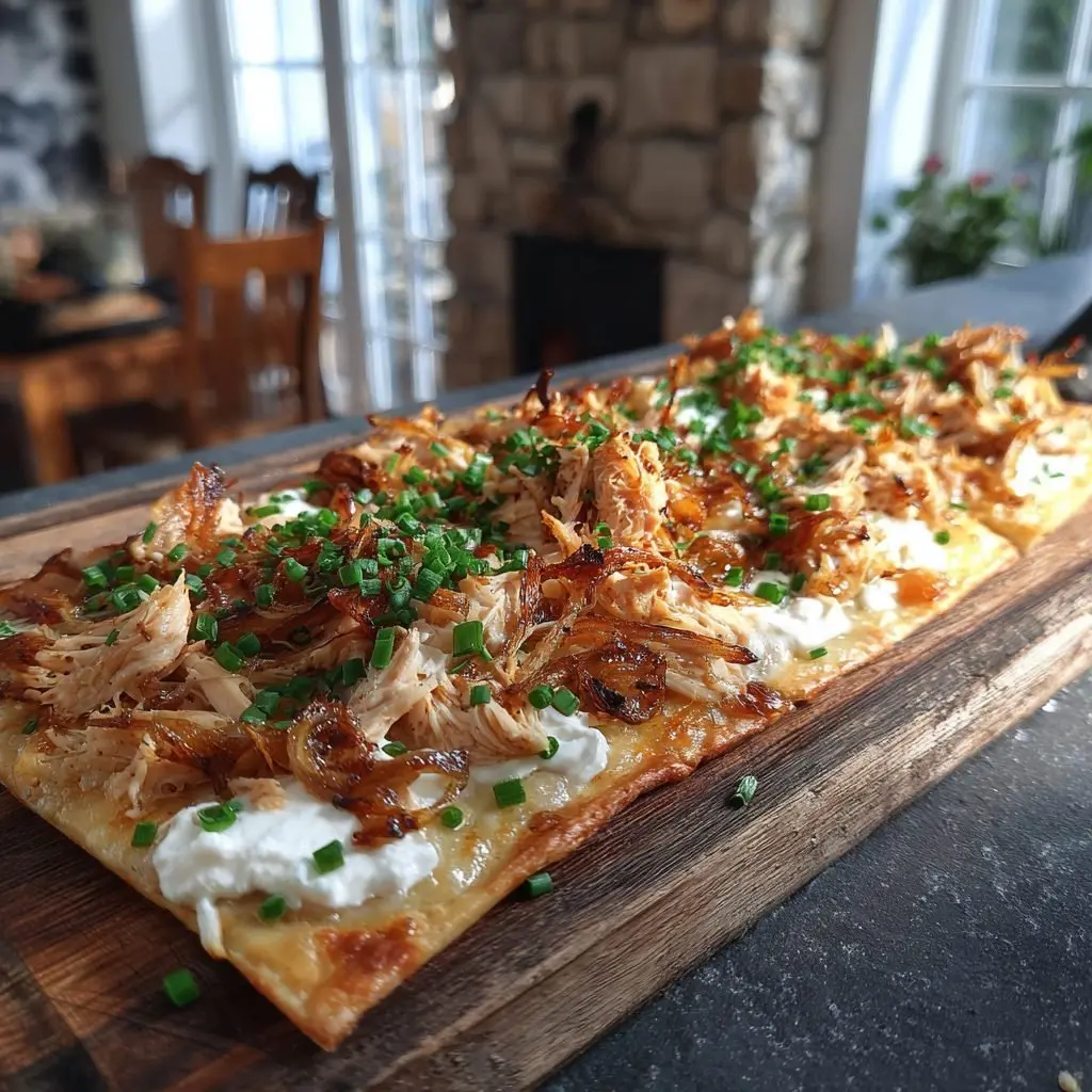 Herzhafter Hähnchen-Flammkuchen
