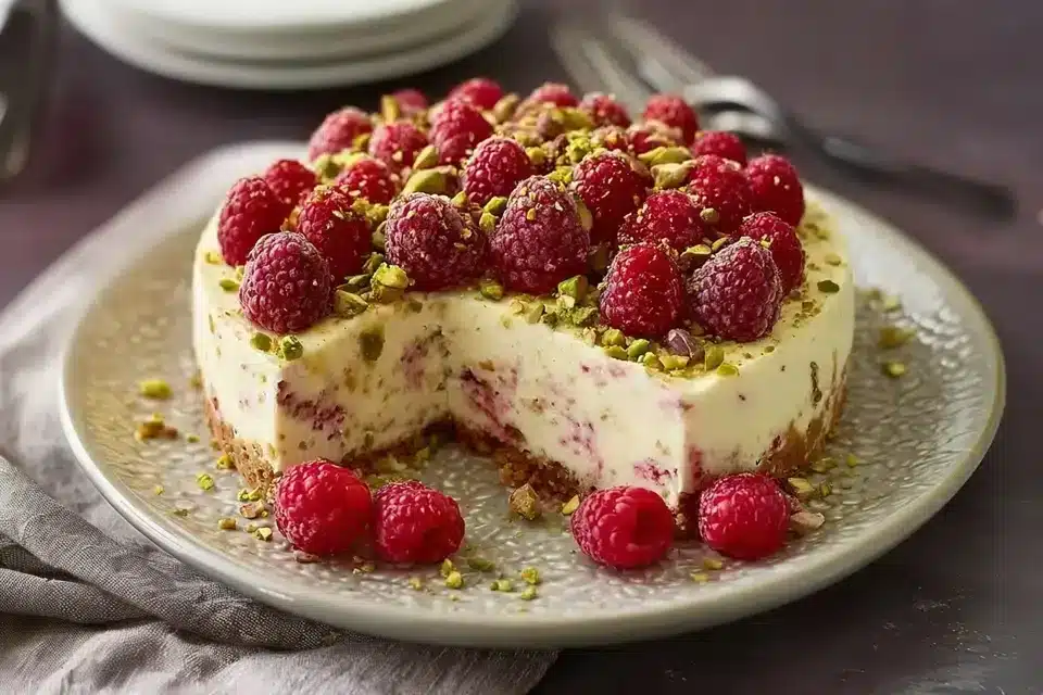 Himbeer Pistazien Cheesecake ohne Backen 2