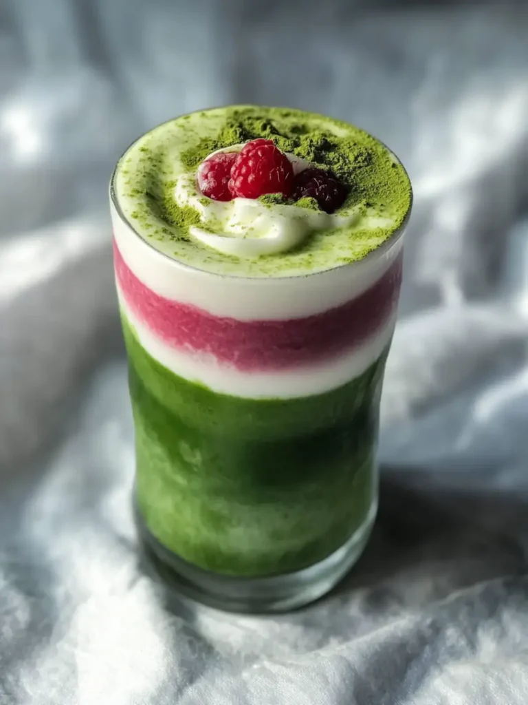 Einfache Himbeercreme Matcha Latte für frische Frühlingsmomente