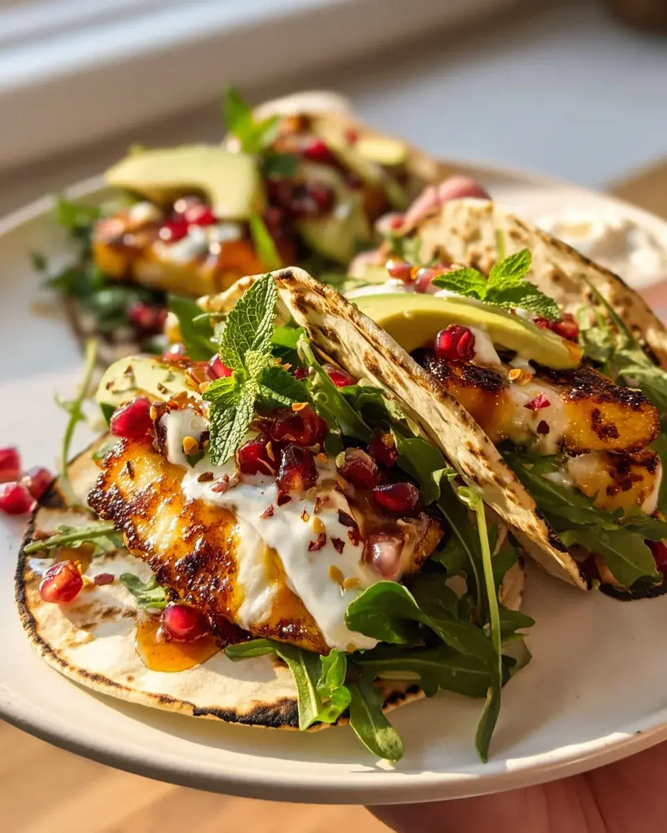 Hot Honey Halloumi Minz-Tacos