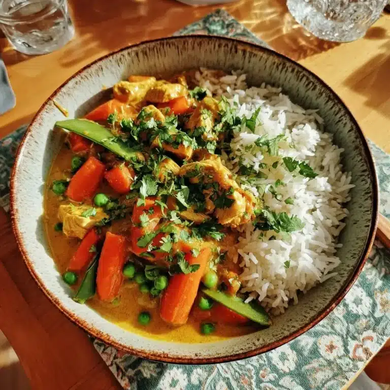 Hähnchen-Curry junge Möhren Zuckerschoten