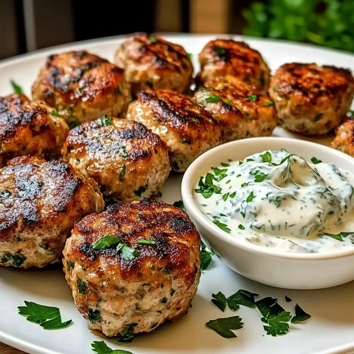 Hühnchen Kofta mit Knoblauch Joghurt Sauce