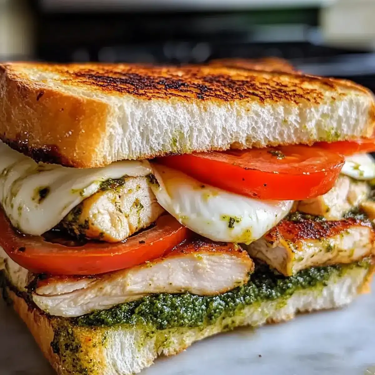 Hähnchen Pesto Sandwich Rezept