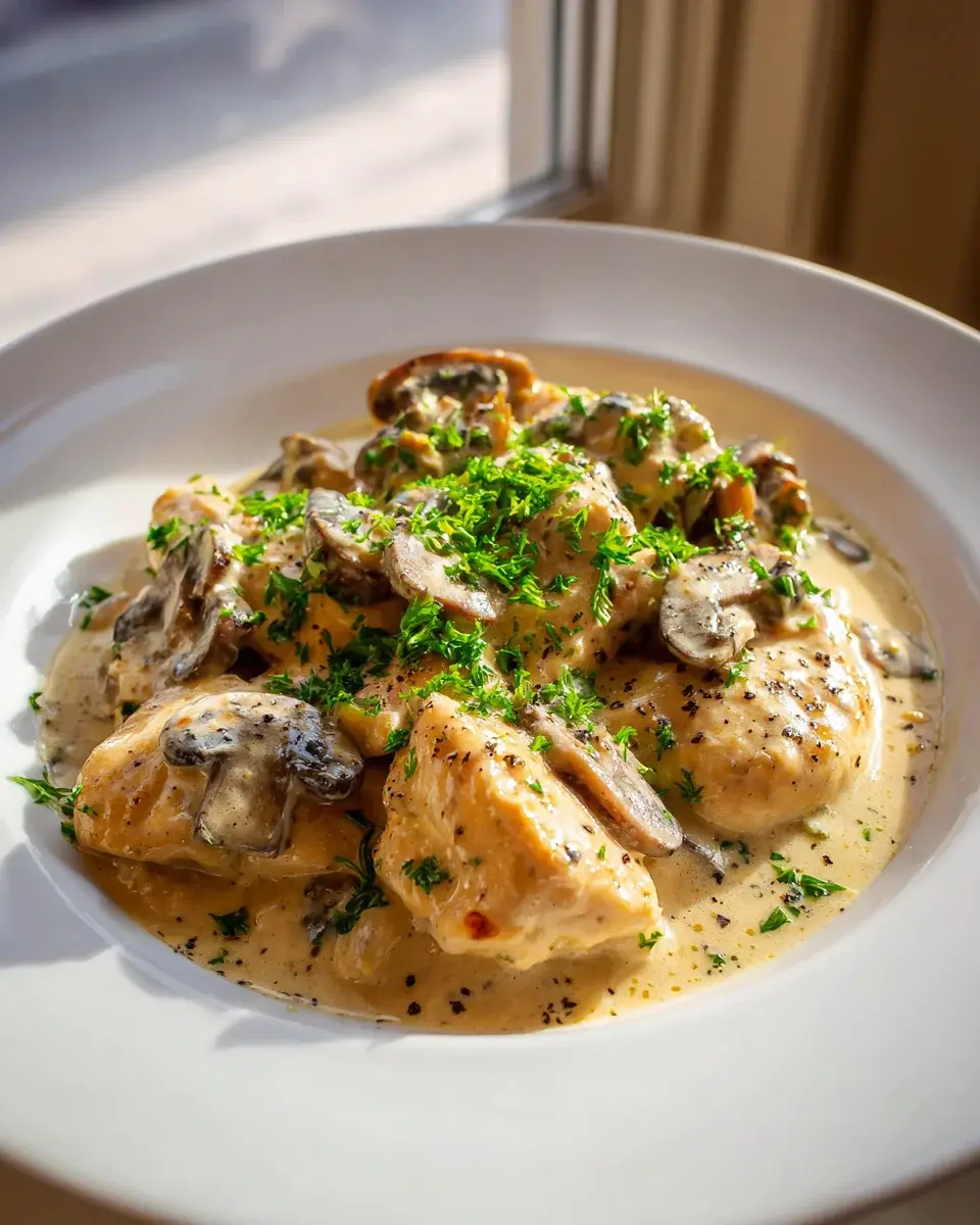 Hähnchen Stroganoff Champignons Sauerrahm