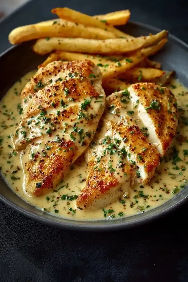 Hähnchenfilet in cremiger Knoblauchsauce
