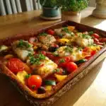 Kabeljaufilet mit mediterranem Gemüse