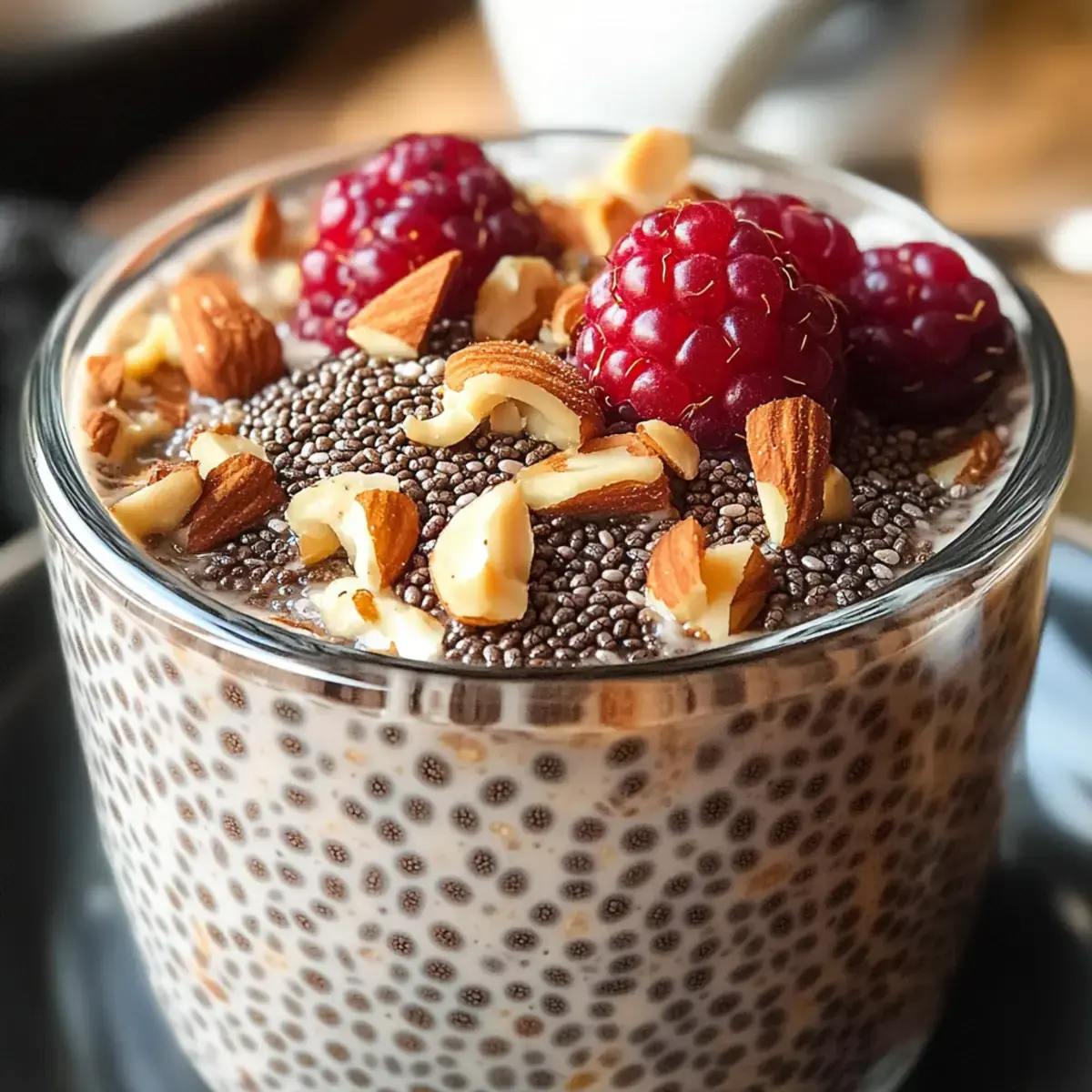 Kaffee Chia Samen Pudding mit Früchten