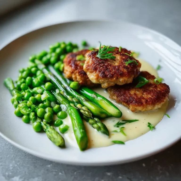 Kalbsfrikadellen mit Spargel-Erbsen-Gemüse