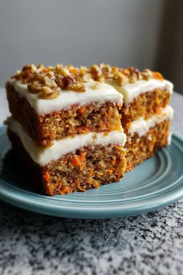 Karottenkuchen-Schnitten saftig & einfach backen 4 Karottenkuchen Schnitten Rezept
