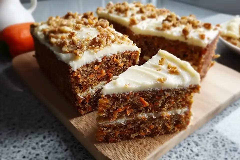 Karottenkuchen-Schnitten saftig & einfach backen