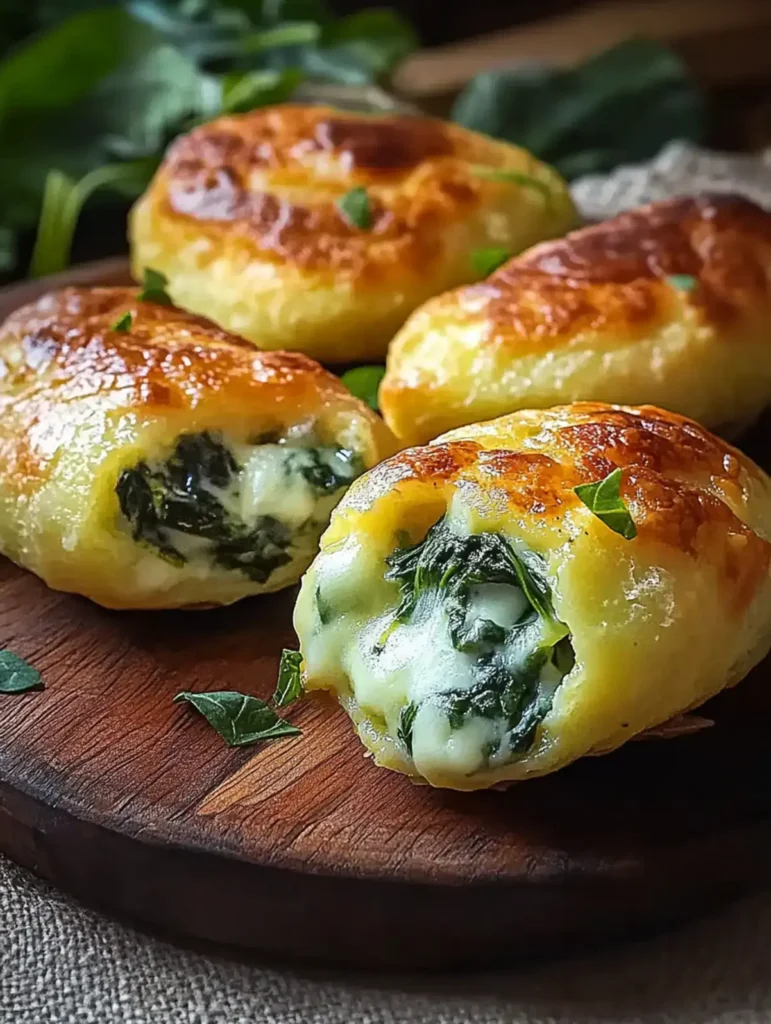 Köstliche Kartoffeltaschen mit Spinat-Frischkäse-Füllung