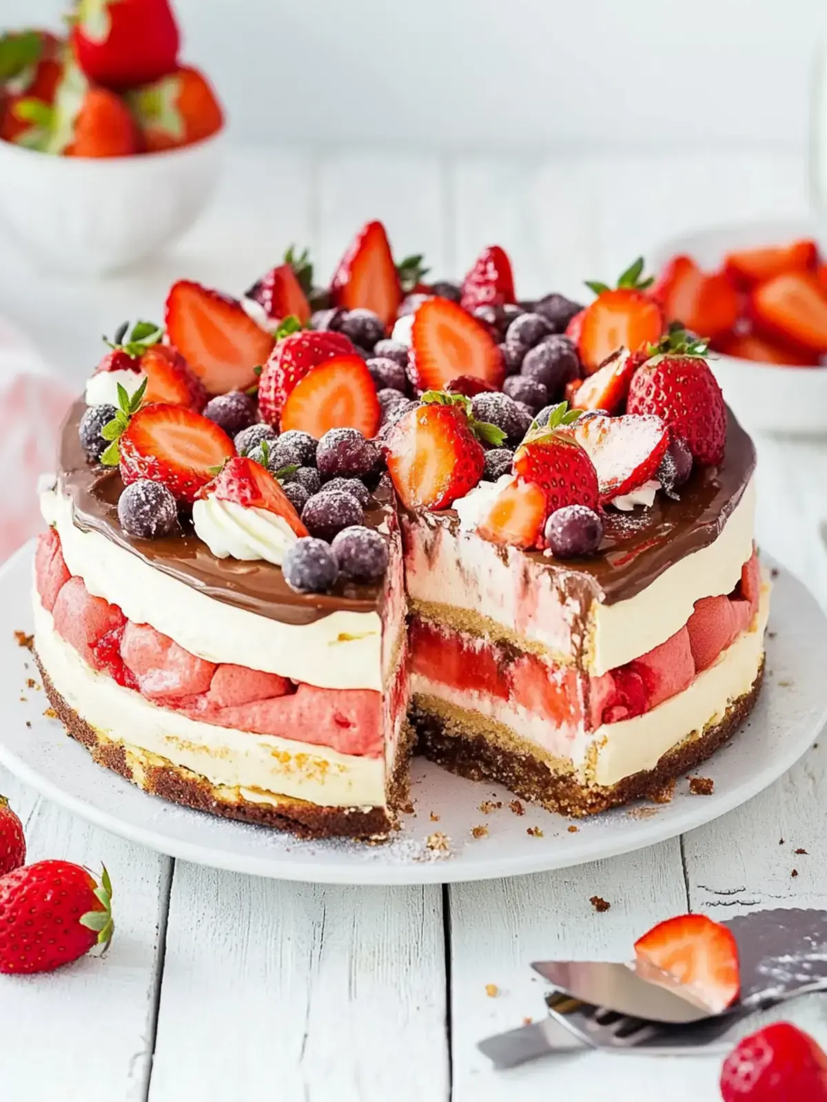 Kinder Bueno Torte mit Erdbeeren