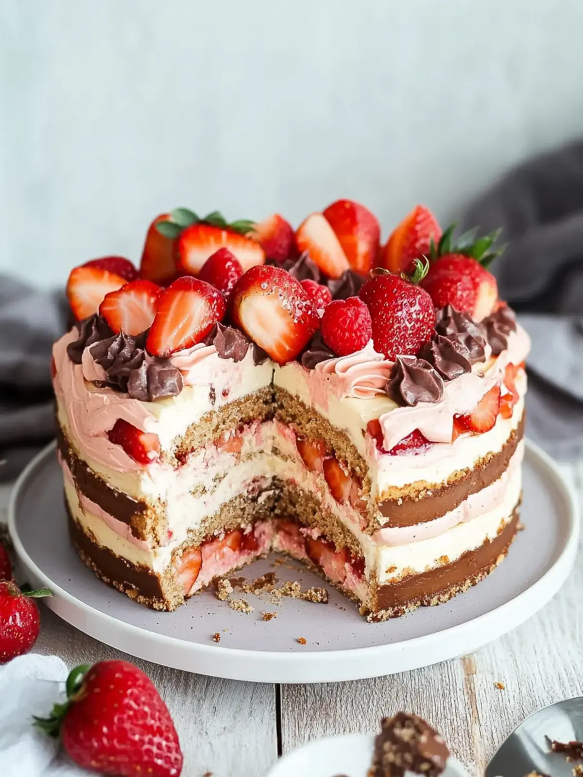 Kinder Bueno Torte mit Erdbeeren