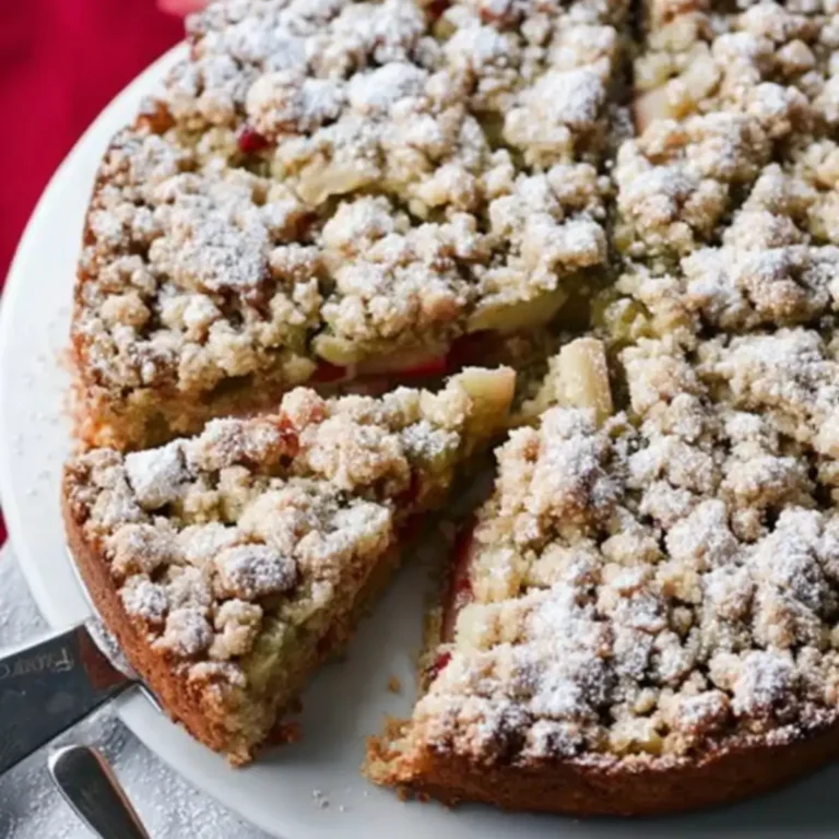 Knusprig saftiger Rhabarber Streuselkuchen