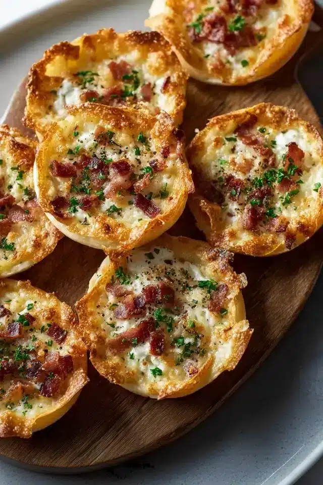 Knusprige Mini Tarte Flambée Häppchen