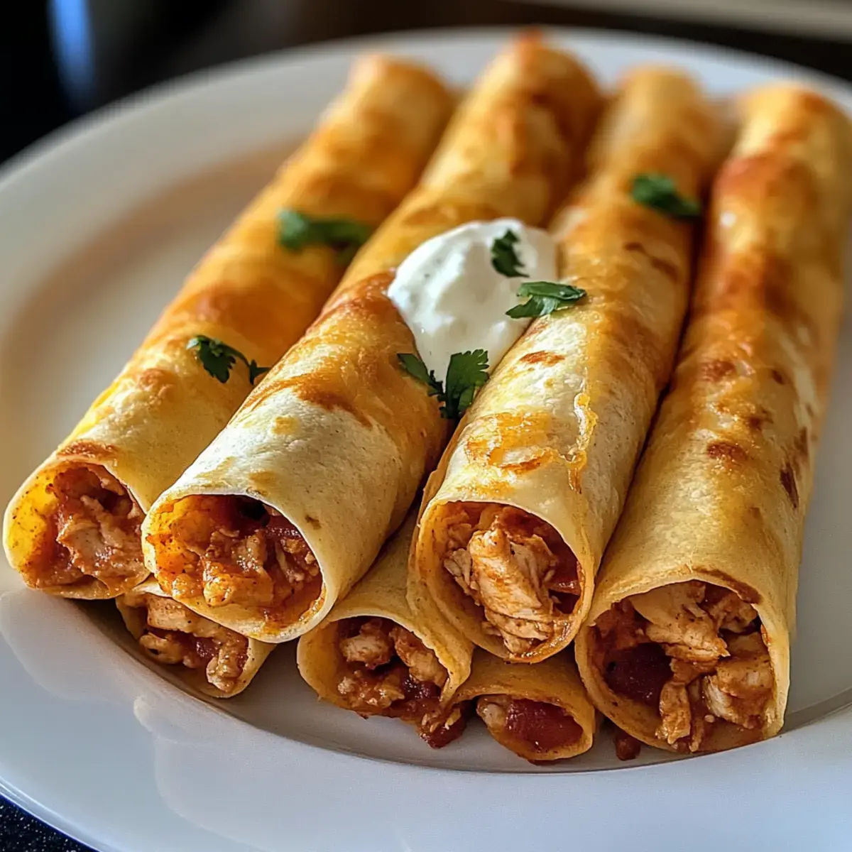 Knusprige Ofengebackene Hähnchen Taquitos
