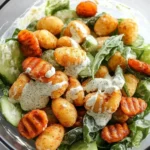 Knuspriger Gnocchi Salat Joghurt Dressing