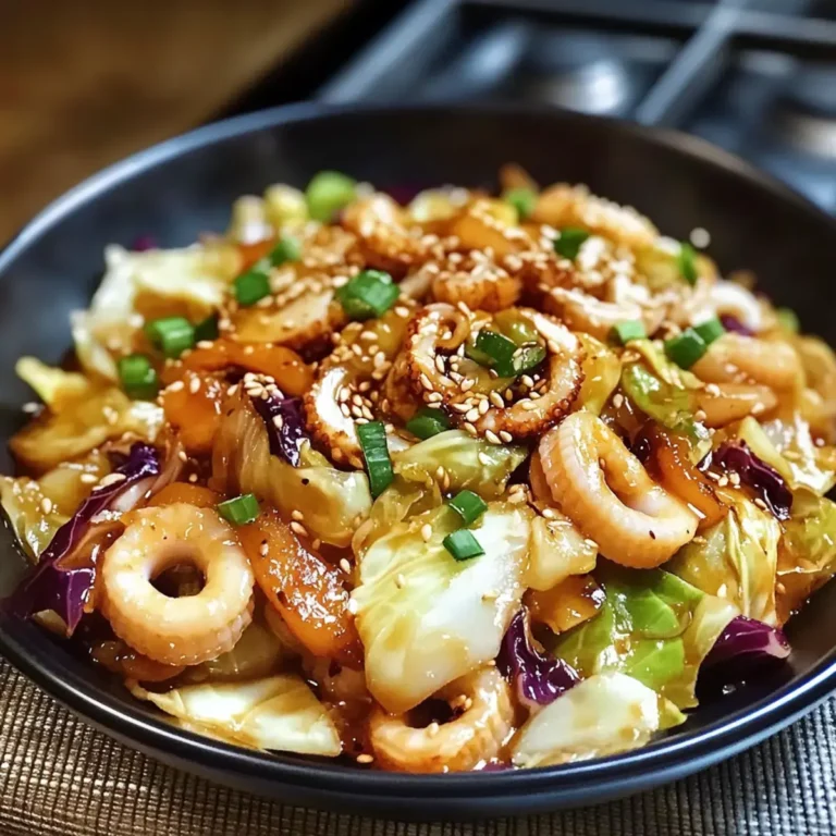 Kohlgemüse Tintenfisch Pfanne