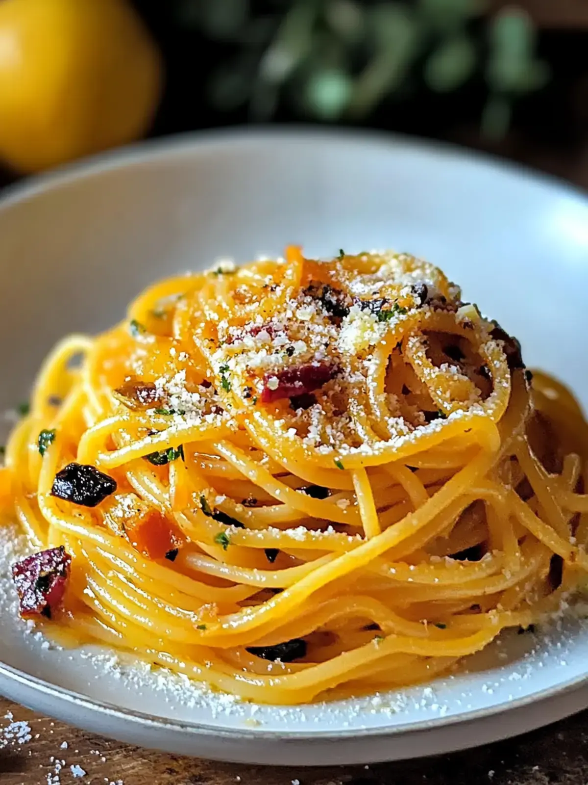Kürbis und Pilzspaghetti