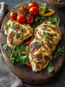 Käseüberbackenes Hähnchenbrust und Paprika für deine Familienliebe