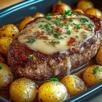 Köstlicher Hackbraten mit Kartoffeln in Sahne