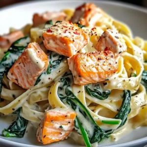 Lachs Spinat Pasta Gericht