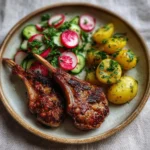 Lammkoteletts mit Radieschensalat und Petersilienkartoffeln
