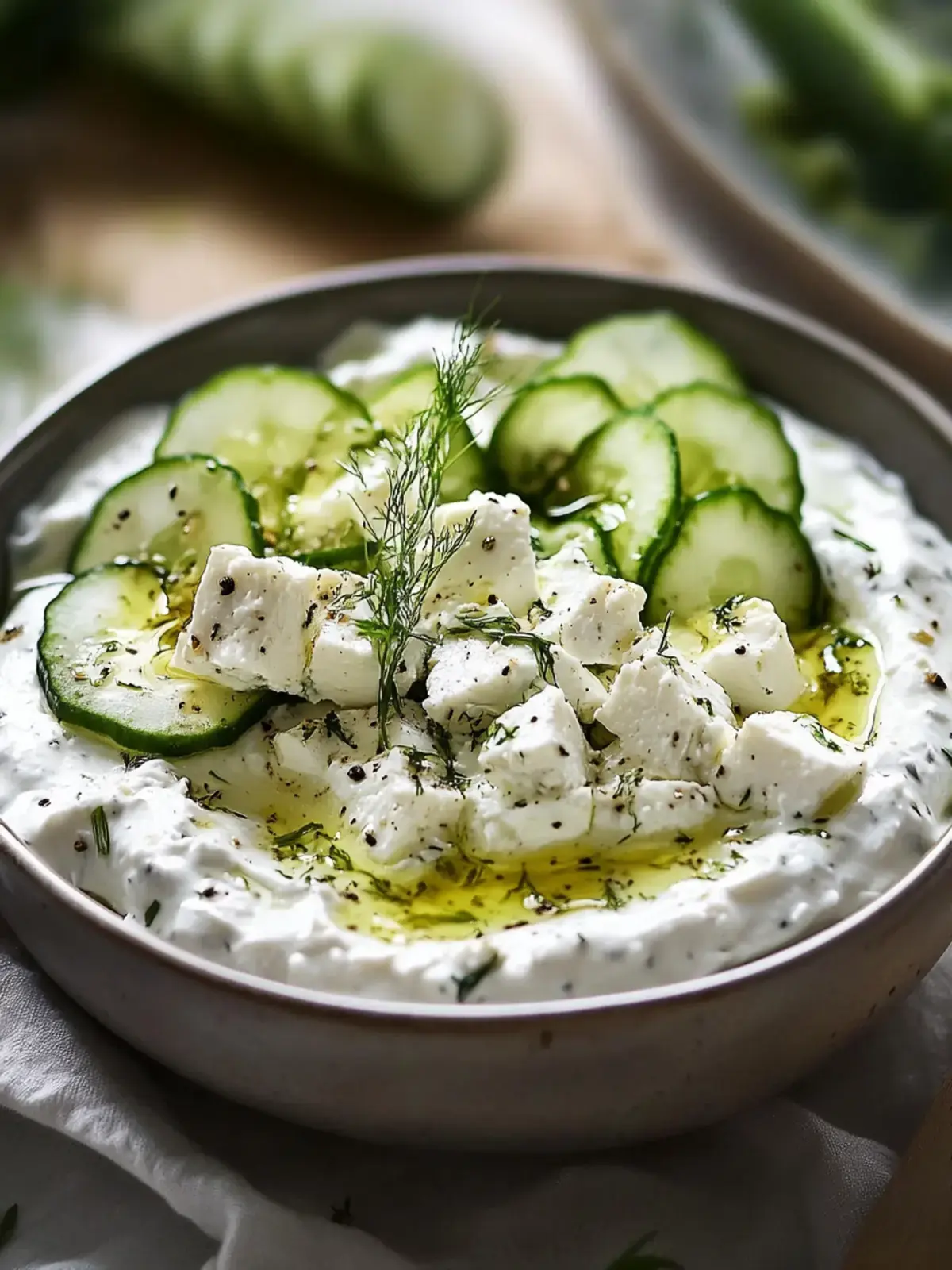 Leichter Whipped Feta Gurken-Kräuter-Dip
