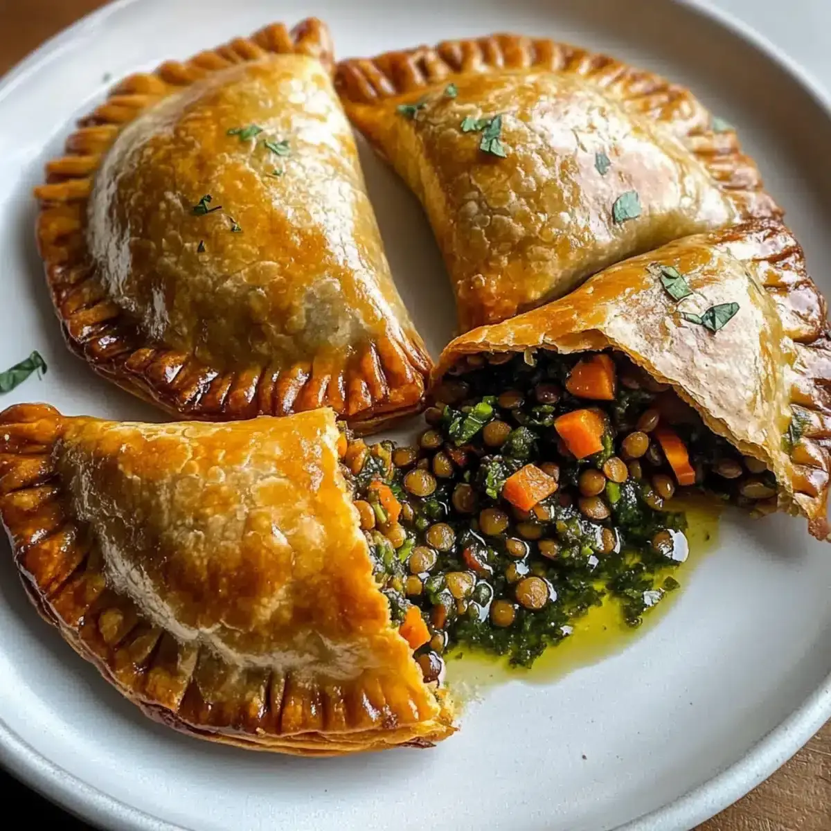 Linsen und Gemyse Vegane Empanadas mit Chimichurri
