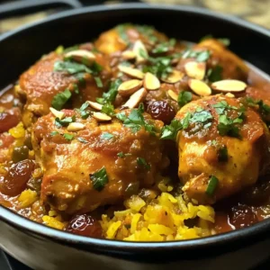 Marokkanischer Hähnchenauflauf mit Ingwer-Kurkuma-Reis