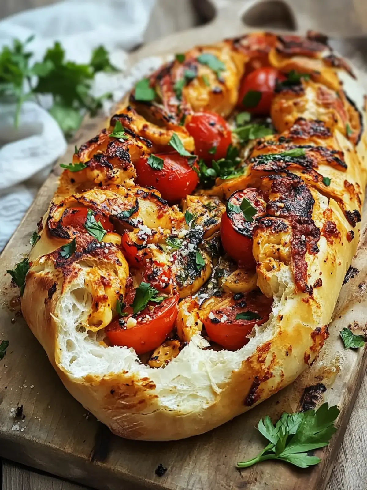 Mediterranes Grillbrot mit Tomaten und Kryutern