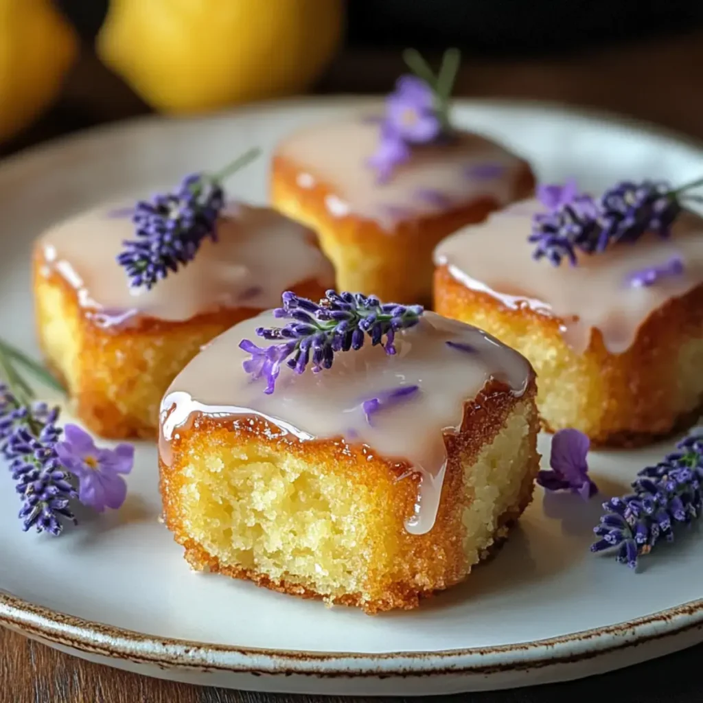 Mini Zitronenkuchen Lavendelglasur