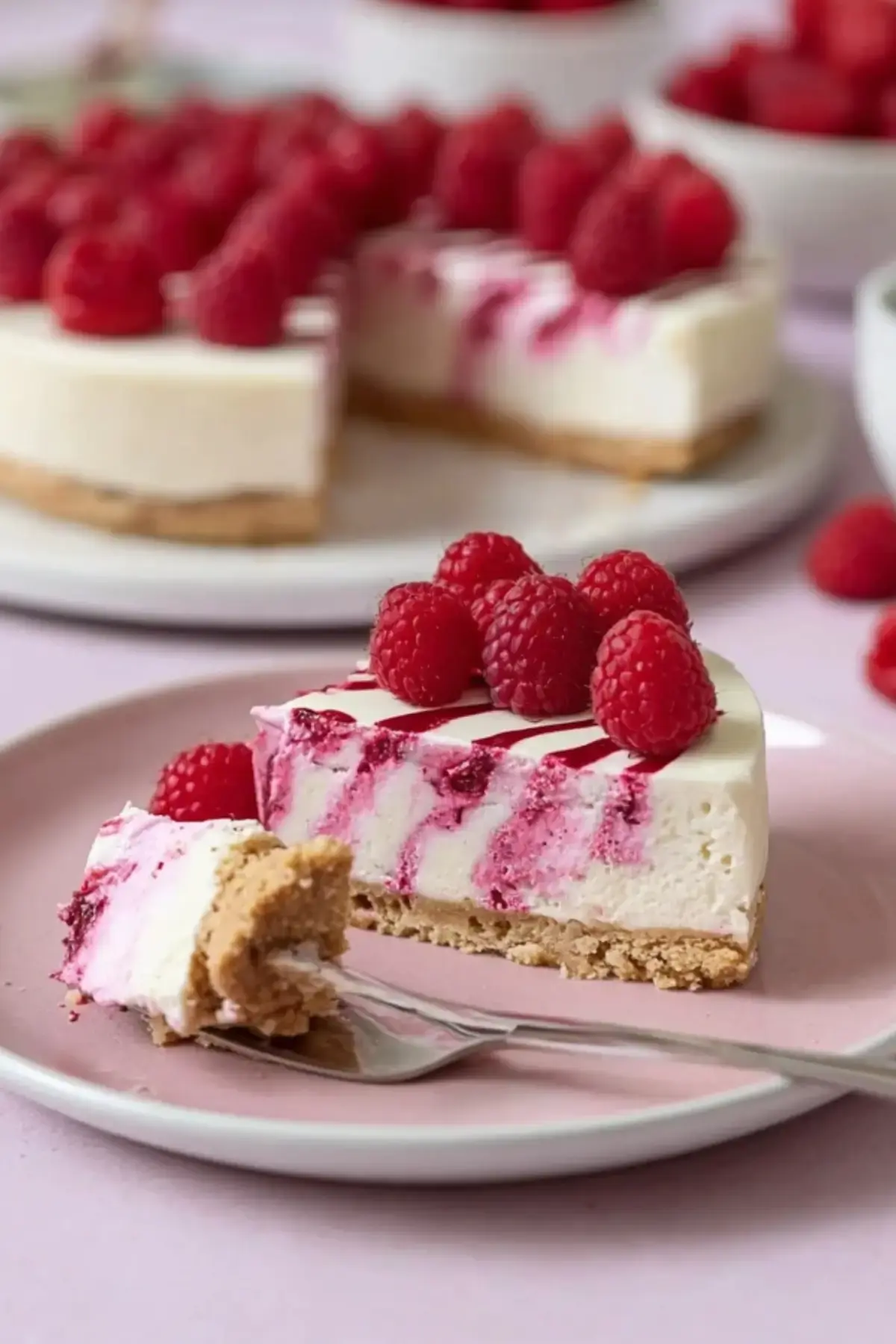 No Bake Himbeer Cheesecake Schmand weiße Schokolade
