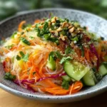 Nudelsalat mit Ingwer Limetten Dressing