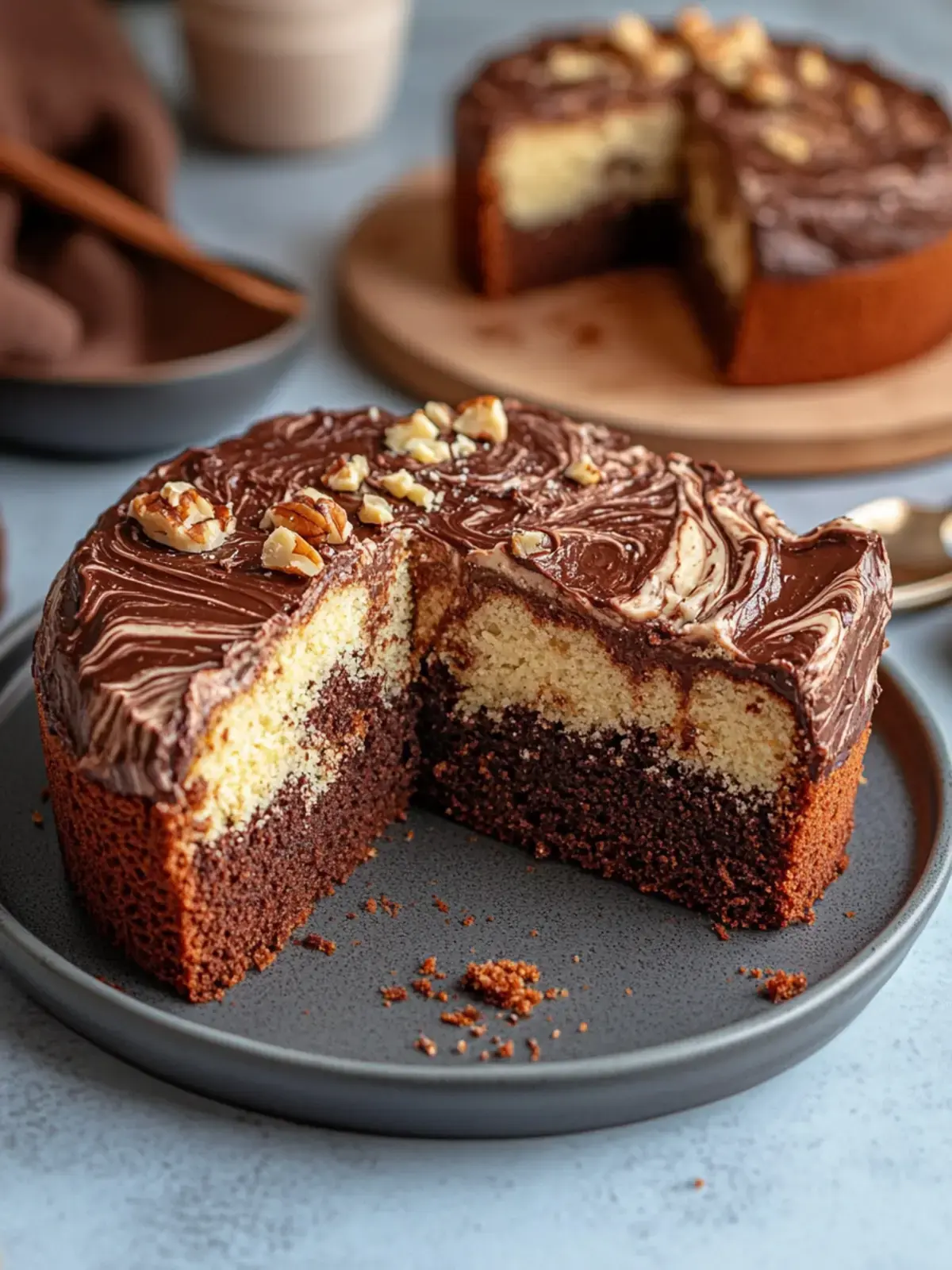 Nuss Marmorkuchen Nutella Topping