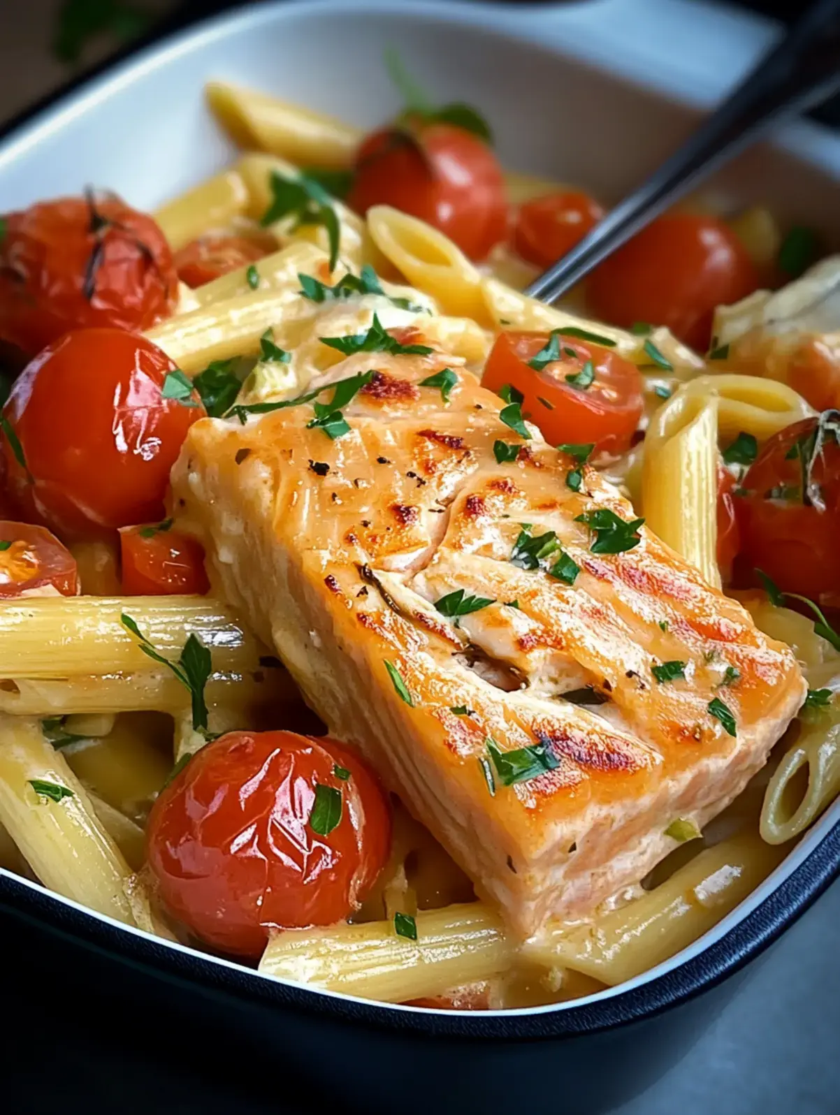 Ofen Lachs Pasta Tomatensauce