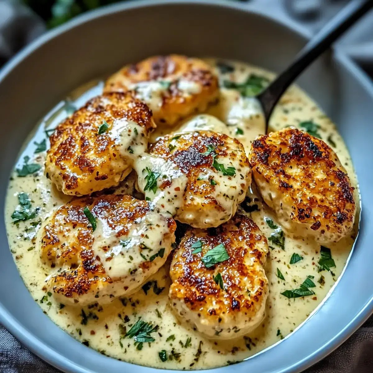 Parmesan Hähnchen mit cremiger Knoblauchsoße